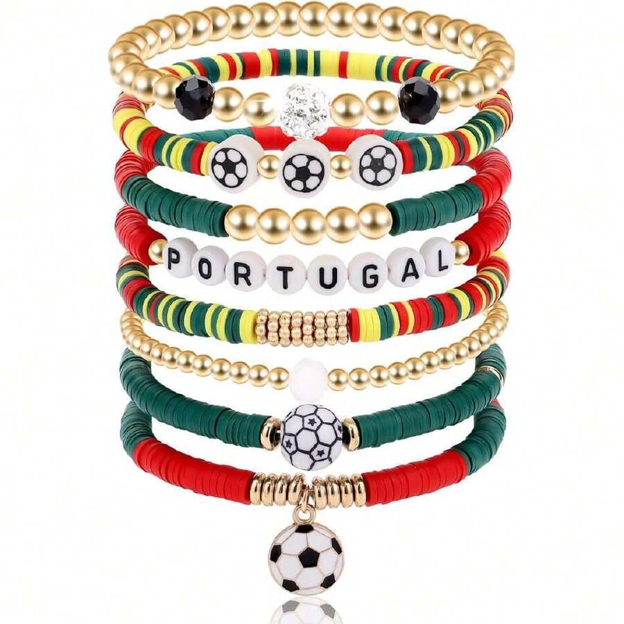 Game Day Bracelets Gifts For Women, World Cup Soccer Accessories, Football Gear Sports Fans Party Supplies, Anniversary Birthday Holiday Gifts For Friends Sister Wife,44867757 - 彩色 - 查看 1