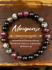 樱桃红石榴石天然石珠手链，春夏穿搭饰品，送给妈妈的礼物 - 玫紅色 - 查看 1