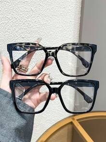 1/3 par de gafas de mujer con marco geométrico y lentes transparentes - Adecuadas para uso diario, como escuela, trabajo y ocio | Accesorio de moda - transparente - Ver 5