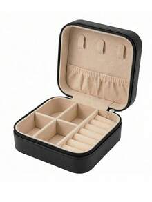 Portable Travel Jewelry Box, PU Leather Mini Jewelry Box With Mirror And Lock, Jewelry Storage Organizer For Earrings, Rings, Necklaces, Gift For Women - Multicolor - View 10