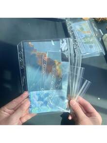 2个A6和A7多尺寸透明活页袋，PVC材质，更透明耐用，无拉链设计，可收纳更多文具，可用作预算计划袋、文具袋、文件收纳袋、返校及居家学习用品袋 - 套裝 - 查看 3