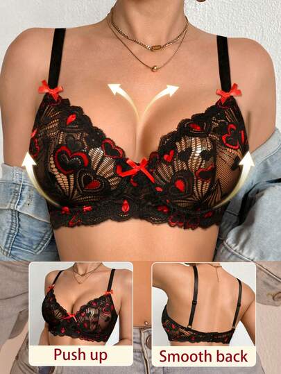 蕾丝拼接女士文胸，无钢圈休闲舒适文胸，露背设计，轻盈运动款