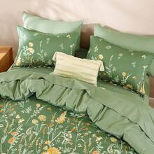 3 Piece Sage Green Watercolour Floral Comforter Set  Queen King Size, Watercolour Botanical Comforter Bedding Set, Bed In A Bag, Soft Microfiber Complete Bedding Set With 2 Pillowcases For Wedding Items,Valentines Day Home Bed Room Decor,Mothers Day Gift,All Season - Sage Green01 - 查看 5