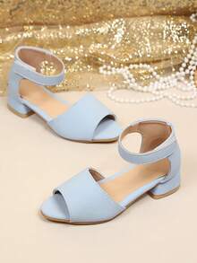 1 đôi sandal đế xuồng hở mũi bằng da lộn màu xanh dương cho bé gái, thiết kế mũi tròn cổ điển, kiểu dáng thời trang, dễ thương, phù hợp cho mặc hàng ngày, dự tiệc, nghỉ lễ, mùa xuân/hè 2026. - Màu xanh lam - Xem 4
