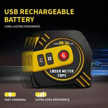 2-In-1 Laser Distance Meter - 16ft Tape Measure, 131FT/262FT Laser Distance, USB Charging, LCD Display Pythagoras, Area, Volume, Ft/Ft+In/In/M Unit Switch Digital Rangefinder, Suitable For Home Decoration And Building Surveying - Red Light - View 5
