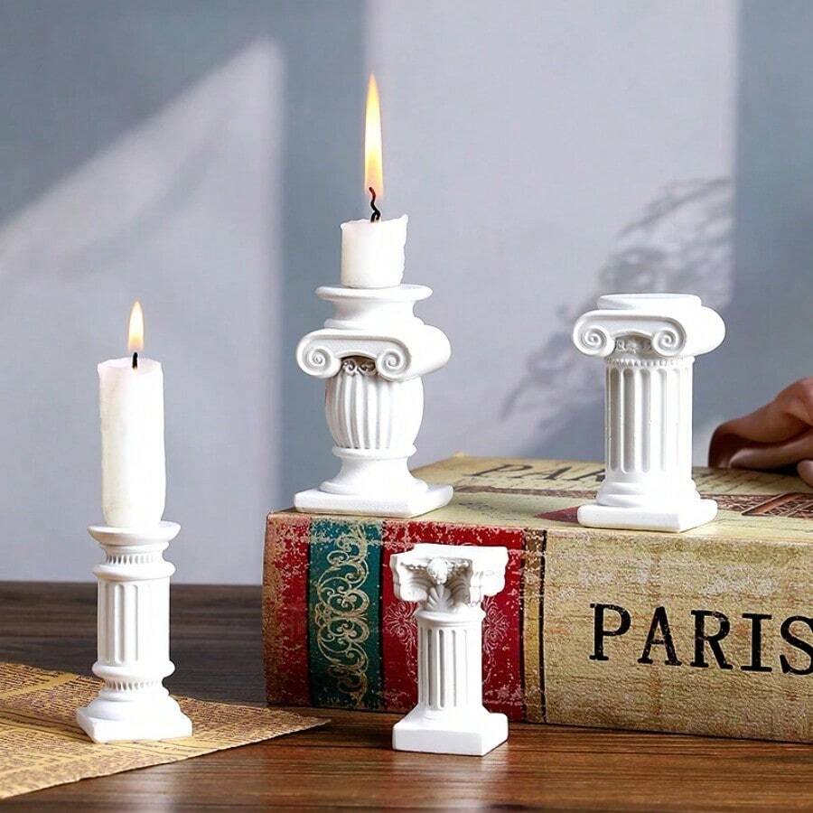 Roman Pillar Greek Column Statue Candle Holder Resin Figurine Home Desktop Decor Ornament Photography Prop Architectural Detail - Multicolor - View 1