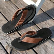 Sandal Jepit Pria, Sol Lembut Anti Selip, Bahan EVA Tahan Aus, Sandal Pantai Luar Ruangan Modis untuk Musim Panas - Coklat - View 2