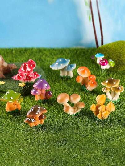 Tượng nấm bằng nhựa, đồ trang trí chậu cây, tiểu cảnh cây mọng nước, trang trí bể cá, terrarium, dễ thương.