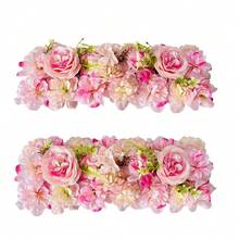 1 pièce 19,7*7,88 po Arche murale de fleurs de roses artificielles, en matériau plastique, panneau mural de fleurs de soie rose hortensia faux, décor de fond de fleurs artificielles roses pour tables, runner, salle de fête, cuisine, table de réception, centre de table de fleurs de mariage, décoration murale d'hortensias 3D, décoration murale de fleurs artificielles, arche polyvalente de fond de fleurs artificielles. - multicolore - Voir 9