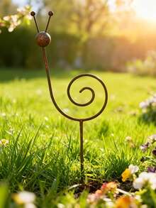 Rusty Metal Snail Plant Support Stake/Minimalist Garden Decor - Suitable For Countryside Style Yard, Lawn And Garden Decoration, Snail Sculpture Gift For Friends And Colleagues - Snail Decorative Pile - View 5