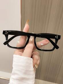 1 chiếc kính mắt vuông kiểu Y2K dễ thương, phong cách retro dành cho nữ, thích hợp đi biển. - màu đen - Xem 2