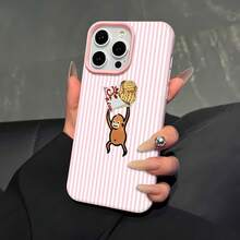 Cute Monkey With Fast Food Pattern Phone Case-Compatible With Samsung,  12, 13, 14, 15 Pro,  14 Plus,  15, 16 Pro Max,  17,  17 Pro,  17 Pro Max,  17 Air, And  17e. Made Of TPU Material With Anti-Slip And Drop-Protection Features; A Stylish And Adorable Phone Case Design. A Perfect Gift For Yourself, Family, Friends, Or A Partner. - 粉紅色LB33 - 查看 4