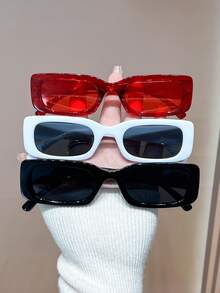 3 piezas de gafas casuales unisex con montura cuadrada estilo Y2K - Multicolor - Ver 3