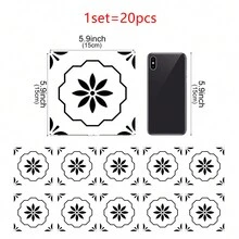 OUTANA PVC自粘瓷砖贴纸,无需工具即可移除,安装和清洁方便,适用于浴室、卧室、厨房、书房、客厅、玄关、电视背景墙、橱柜、出租房、度假屋等。 - 多款 - 查看 33