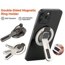3-In-1 Magnetic Ring Phone Holder, Rotatable Double-Sided Magnetic Phone Stand Suitable For IPhone 17 16 15 14 13 12 - Multicolor - View 2