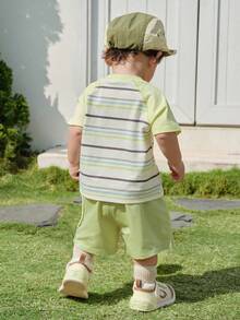 Balabala 2026年夏季婴儿T恤套装，柔软棉质，可爱俏皮设计，轻盈舒适休闲装 - 白灰色調 - 查看 5