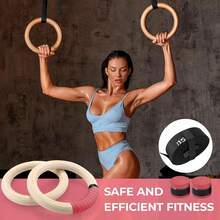 Wooden Gymnastic Rings With Straps Gym Rings Crossfit Gymnastics 28mm / 32mm - 粉色 - 查看 6