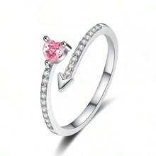 1 Chiếc nhẫn đôi bằng bạc Sterling mới, kiểu dáng thời trang, đính đá Zirconia hình trái tim, phong cách Ins Niche, sang trọng, cao cấp. - chiếc nhẫn tình yêu - Xem 6