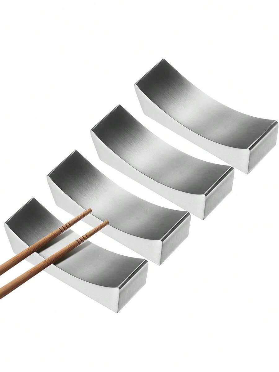 Set 4/2/1 Tempat Sumpit Stainless Steel 304, Rak Peralatan Makan Desain Alur Perak, Dapat Digunakan Kembali & Aman untuk Mesin Pencuci Piring, Cocok untuk Sumpit, Sendok, Garpu - MultiWarna - View 1