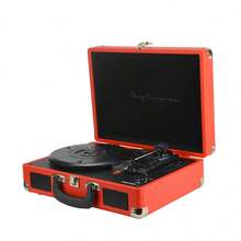 Vintage Bluetooth Turntable VC400, Vinyl Player And Digitizer, 2 Built-In Speakers, Suitcase Design ✅ Delivery 24/48h - Red - View 2