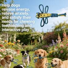 手工蜻蜓结狗狗玩具。有助于清洁和磨牙。增强爱犬的智力和活力。享受与爱犬的趣味互动时光。 - 藍黃色 - 查看 3