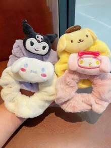 Bộ 5 chiếc dây buộc tóc nhung co giãn hình Hello Kitty của Sanrio dành cho nữ, phụ kiện tóc Kuromi dùng cho kiểu tóc đuôi ngựa cao, trang điểm, giữ tóc đuôi ngựa, dây chun buộc tóc, dây buộc tóc, lễ hội, tiệc tùng. - Nhiều màu - Xem 1