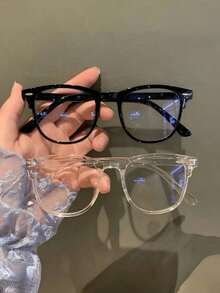 1/2件装 男女通用方形金黑铆钉透明眼镜配件，时尚全框眼镜 - 彩色 - 查看 3