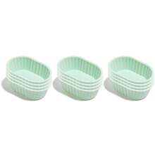 12个装硅胶椭圆形蛋糕模具，迷你玛芬和纸杯蛋糕烘焙托盘，适用于空气炸锅、微波炉、烤箱和洗碗机 - 查看 16