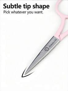 1pc Black Stainless Steel Cross-Stitch Embroidery Scissors, Eyebrow Trimming Small Scissors, Beauty Makeup Tool, Random Packaging Bag - Pink - View 3