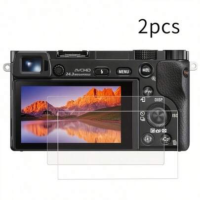 2片装9H硬度钢化玻璃屏幕保护膜，兼容索尼ZV-E10/ZV-E10K/ZV-1/ZV-1 II/ZV-1F/A7M3/黑色RX100（第一至第七代）/NEX7/NEX6/A7C2/ZVE10 II/A7R5/A7RM5，高清透明，防刮花，防指纹，无气泡