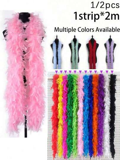 Colorful Feather Scarf, Imitation Turkish Feather Boa To Decorate Fluffy Marabou Feather Strips, Suitable For DIY Crafts, Clothing, Hat Accessories, Christmas Tree Decorations, Wedding Decorations, Bouquet Packaging, Concerts And Home Decor, Dance Weddings, Stage Performances, Carnival Costumes And Accessories, Party Supplies, Ideal For Tea Parties And 80s Fashion Decorations, Suitable For Women And Girls (Handmade, Feathers May Shed Slightly)
