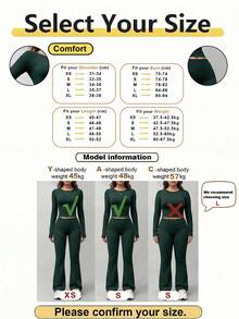 Women's Round Neck Long Sleeve T-Shirt And Pants Casual Matching Set, Versatile For Spring - Dark Green - View 4