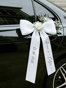 Personalized Wedding Car Decoration Ribbons, Can Print Groom & Bride Names And Wedding Date, Wedding Car Decor, Wedding Ceremony, Excluding Fresh Flowers, Personalized Gift, Personalized Ring Box - Multicolor - View 4