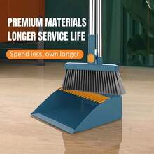 ZBEZBE Broom And Dustpan Set, Blue, 2-Piece, 180 Degree Rotatable, Extendable Handle Up To 53 Inches, 4-Layer Thick Brush, Comb Teeth, Folding Storage - Bộ sản phẩm nâng cấp cao cấp: Bộ chổi và hốt rác hai món màu xanh dương. - Xem 6