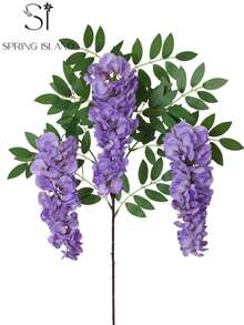 1/2/3pcs Artificial Triple Wisteria Vines, Dense Simulated Purple/Rose Red Wisteria Flower Clusters, Suitable For Valentine's Day, Wedding Decor, Hotel, Ball, Garden Party, Yard, Easter Indoor/Outdoor Home Garden Holiday Decoration - Purple-blue - View 12