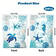 10/20/50pcs Ocean Themed Party Favor Bags, Blue Ocean Animal Prints Including Turtle, Seahorse, Starfish, Shell, Suitable For Summer Beach Wedding, Birthday Party, Baby Shower And Other Ocean Themed Parties - Marine Life - View 7