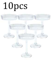 1/5/10pcs Creative Champagne Tower Plastic Cups, Ribbed Vintage Martini Champagne Cocktail Glasses 10oz Unbreakable Plastic Champagne Flutes Set, Suitable For Wedding Birthday Party Bar Cocktail, Beer, Beverage, Dessert And Other Containers. Elegant Artistic Decoration Champagne Glasses For Wedding Party - View 14