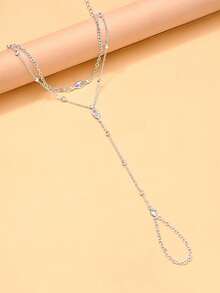 1 chiếc vòng tay dạng chuỗi hạt hai lớp hình mắt dành cho nữ, thiết kế tối giản thanh lịch, thích hợp cho kỳ nghỉ biển. - Bạc - Xem 3