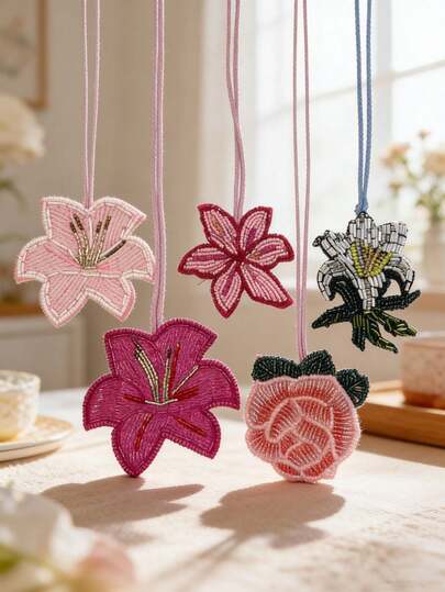 Handmade Beaded Ocean Creature Accessory Set, Including Starfish, Seahorse, Octopus And Lobster Fabric Applique Decorations