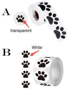 500 piezas/Rollo Pegatinas de Pata, Pegatinas autoadhesivas con estampado de pata de cachorro lindo, Material de PVC resistente al agua, Adecuado para decoración de cumpleaños, sobres, tarjetas, envoltorios de regalo, útiles escolares, vuelta al cole - Multicolor - Ver 3