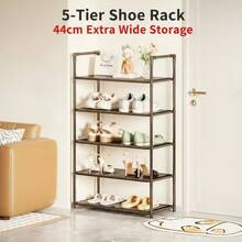 1PC, Multi-Tier Stackable Shoe Rack Organizer, Space Saving Freestanding Shoe Shelf With Dense Grid, Heavy Duty Shoe Storage Stand For Home, Apartment, Small Space - Black - View 3