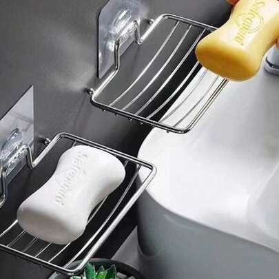 1 khay đựng xà phòng bằng thép không gỉ, giá đựng xà phòng, kệ đựng đồ phòng tắm, khay đựng xà phòng treo tường, giá thoát nước phòng tắm, kệ đựng đồ đa năng không cần khoan.