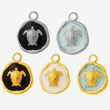 1pc/5pcs Cute & Fashionable Minimalist 304 Stainless Steel Vacuum Electroplated Drip Oil Ocean Series Jewelry Pendant Charm, Suitable For Bag Decoration, Handmade DIY Jewelry Making Necklace Bracelet Earring Accessories - S2086 - View 14