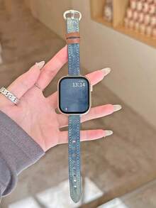 Retro Fashion Slim Denim Band, Suitable For Watch Series 1/2/3/4/5/6/7/8/9/10/SE/Ultra 38mm 40mm 41mm 42mm 44mm 45mm 49mm, Minimalist, Casual, For Men And Women - Dark Blue - View 5