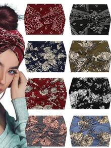 Băng đô thể thao rộng cho nữ, họa tiết hoa điều kiểu Bohemia châu Âu và Mỹ, chất liệu cotton co giãn, chống trượt, thoáng khí. - Nhiều màu - Xem 5
