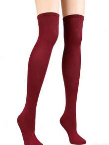 1-6 Pairs Unisex Solid Color Double Stripe Knee High Socks, Casual School Style - Multicolor - View 2