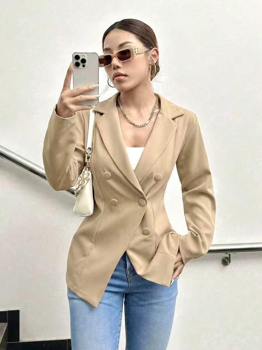 A&DD MODA, REF: 173 Women's Blazer Elegant Fitted Modern Social Formal Casual Sophisticated Tailoring Premium Fabric Versatile Comfortable Work Style Party Everyday Classic Perfect Cut Refined Look Contemporary Look Charming Blogger Quality Superior Finish ✨ - 米色的 - 查看 1