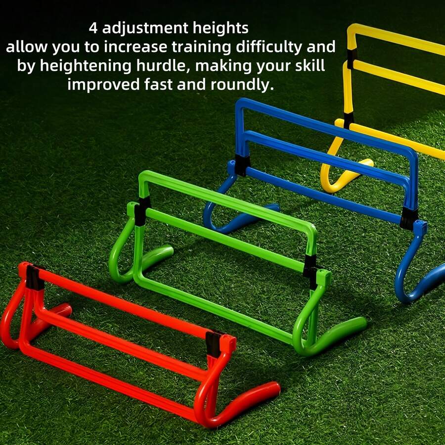 4pcs Adjustable Height Agility Training Hurdles - Made Of ABS Material, Curved Design For Stability And Durability, Multi-Height Speed Training Hurdles, Multi-Color Combination - Multicolor - View 1