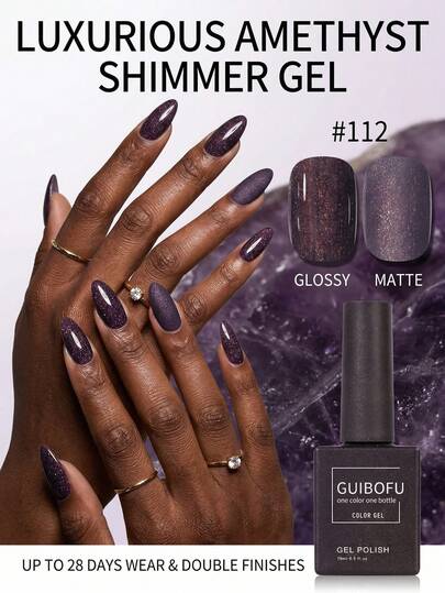 15ml Esmalte de uñas en gel gris con brillo, color carbón oscuro con purpurina, se retira con remojo, para lámpara UV/LED, un solo color por frasco, calidad profesional para salón, de larga duración, estilo punk cool, suministros para manicura DIY en casa, barniz brillante