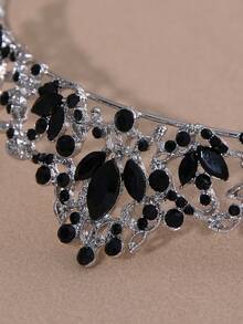 1 chiếc băng đô vương miện đính đá, thích hợp cho đám cưới phong cách Gothic, tiệc tùng, lễ hội và các dịp khác. - màu đen - Xem 6